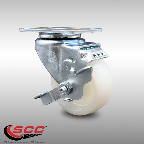 3 Inch SS Nylon Wheel Swivel Top Plate Caster with Brake